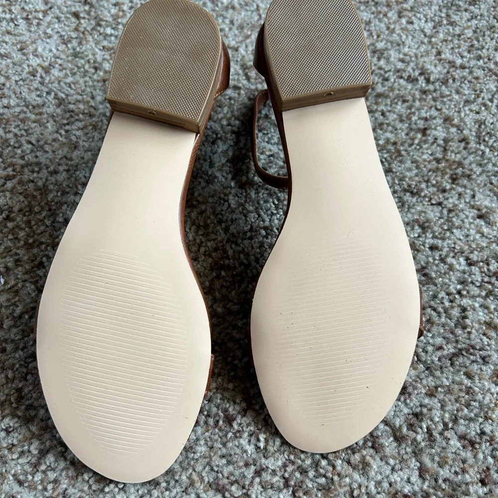 JustFab ‘Everyday Cool’ Ankle Strap Flat Sandals, Cognac - Picture 4 of 4